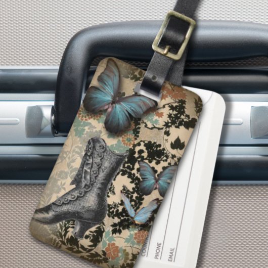 スチームパンクフローラ蝶ヴィンテージビクトリアン靴 ラゲッジタグ