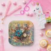 スチームパンクフローラ装飾品 ペーパープレート (パーティー)