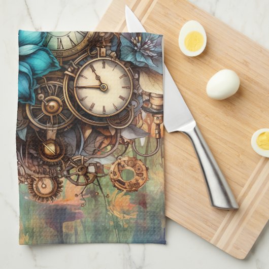 スチームパンクフローラ キッチンタオル (四つ折り)