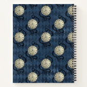 スチームパンクブルーのゴシック様式の時計とスカル ノートブック (裏面)