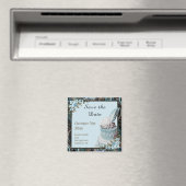 スチームパンクブルーフローラウェディング日付磁石を保存 マグネット (インサイチュ (食洗機))