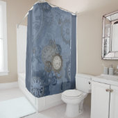 スチームパンクブルー金属 シャワーカーテン (インサイチュ)