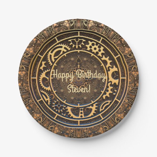 スチームパンクブロンズギアフィリグリー  ペーパープレート (正面)