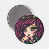 スチームパンクホットエアバルーンガールファンタジーアート マグネット (正面/裏面)