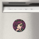 スチームパンクホットエアバルーンガールファンタジーアート マグネット (インサイチュ (食洗機))