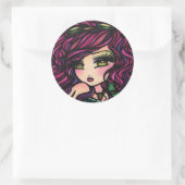 スチームパンクホットエアバルーンガールファンタジーアート ラウンドシール (バッグ)