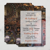 スチームパンクポケットウォッチ結婚式招待状 招待状 (正面/裏面)