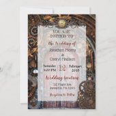 スチームパンクポケットウォッチ結婚式招待状 招待状 (正面)