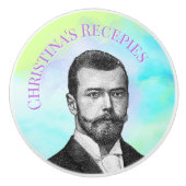 スチームパンクマンオンティール(緑がかった色)グリーンパープルカスタム文字 セラミックノブ (正面)