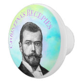 スチームパンクマンオンティール(緑がかった色)グリーンパープルカスタム文字 セラミックノブ (右)