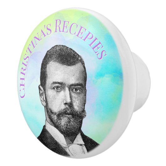 スチームパンクマンオンティール(緑がかった色)グリーンパープルカスタム文字 セラミックノブ (右)