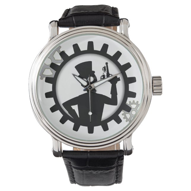 スチームパンクマンホールディングガンギア時計 腕時計 (正面)