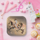 スチームパンクメカニカルホース&レディ紙プレート ペーパープレート (パーティー)