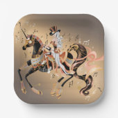 スチームパンクメカニカルホース&レディ紙プレート ペーパープレート (正面)