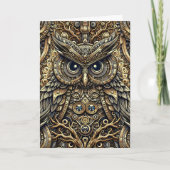 スチームパンクメタルギアとフクロウ誕生日 カード (正面)