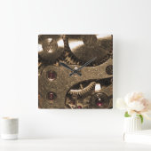 スチームパンクメタルクロックギア スクエア壁時計 (ホーム)