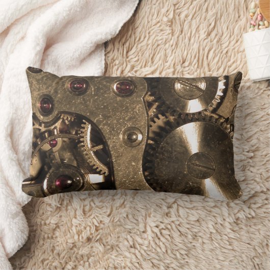 スチームパンクメタルクロックギア ランバークッション (ブランケット)