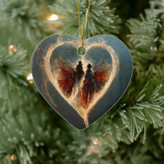 スチームパンクラブハート_デジタルアートデコレーション セラミックオーナメント (ツリー)