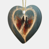 スチームパンクラブハート_デジタルアートデコレーション セラミックオーナメント (左)