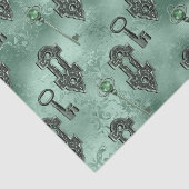 スチームパンクロックと鍵グリーン |ヴィンテージの切り離し 薄葉紙 (詳細)