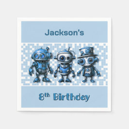 スチームパンクロボットテーマ8歳の誕生日パーティー スタンダードカクテルナプキン