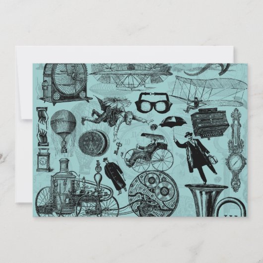 スチームパンクヴィンテージパーティーお祝い 招待状 (正面)