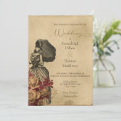 スチームパンクヴィンテージビクトリアンフローラ結婚ズ 招待状 (スタンド正面)