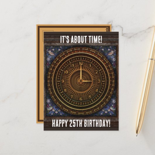 スチームパンクヴィンテージファッションド旧銅時計製造 ポストカード (正面/裏面インサイチュ)