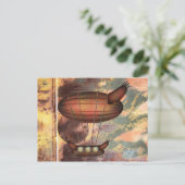 スチームパンクヴィンテージブロンズ飛行船はがき ポストカード (スタンド正面)