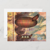 スチームパンクヴィンテージブロンズ飛行船はがき ポストカード (正面/裏面)