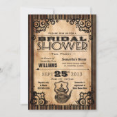 スチームパンクヴィンテージルックブライダルシャワーティーパーティー 招待状 (正面)