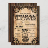 スチームパンクヴィンテージルックブライダルシャワーティーパーティー 招待状 (正面/裏面)