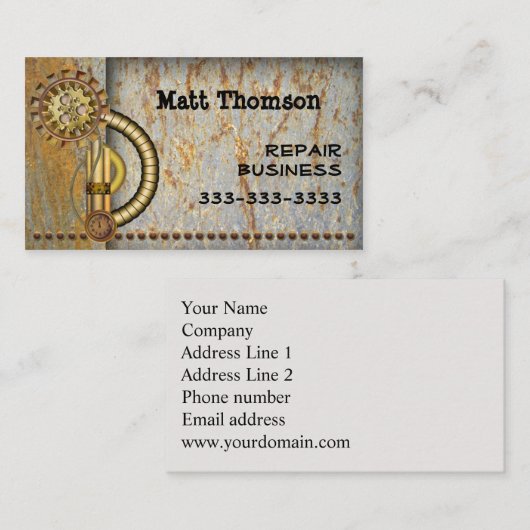 スチームパンクヴィンテージ名刺 名刺 (正面/裏面)