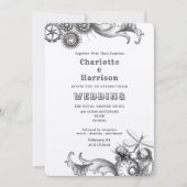 スチームパンクヴィンテージ機械ギア虫写真I 招待状 (正面)