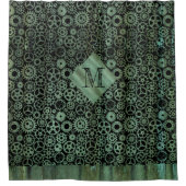 スチームパンクヴェルディグリスブロンズギアモノグラム シャワーカーテン (正面)