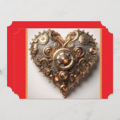 スチームパンク優雅時計仕掛け歯車のハート シーズンカード (正面/裏面)