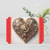 スチームパンク優雅時計仕掛け歯車のハート シーズンカード (スタンド正面)