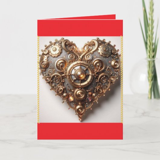 スチームパンク優雅時計仕掛け歯車ハート シーズンカード (正面)