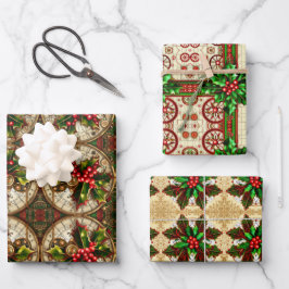 スチームパンク包装紙フラットシートセット3 ラッピングペーパーシート