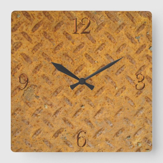 スチームパンク古さびメッキ金属効果 スクエア壁時計 (正面)