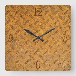 スチームパンク古さびメッキ金属効果 スクエア壁時計