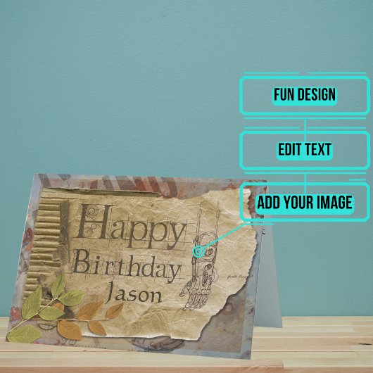 スチームパンク整備士ヴィンテージ誕生日 カード