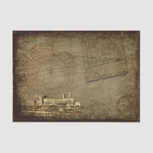 スチームパンク旧鉄道機関車産業ヴィンテージ 薄葉紙 (正面)
