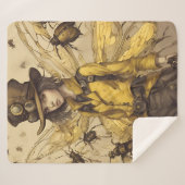 スチームパンク昆虫の女性 シェルパブランケット (正面(横))