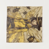 スチームパンク昆虫の女性 タペストリー (正面(横))