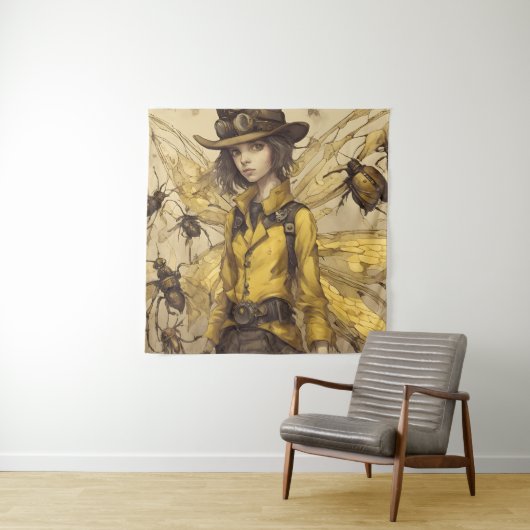 スチームパンク昆虫の女性 タペストリー (インサイチュ)