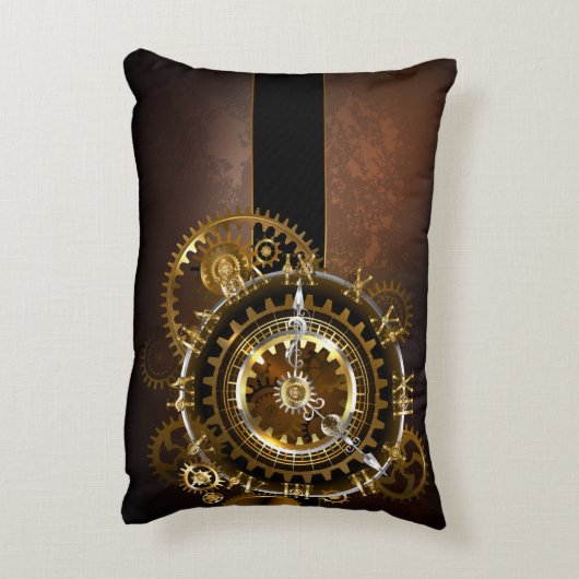 スチームパンク時計とアンティークギア アクセントクッション (裏面(縦))