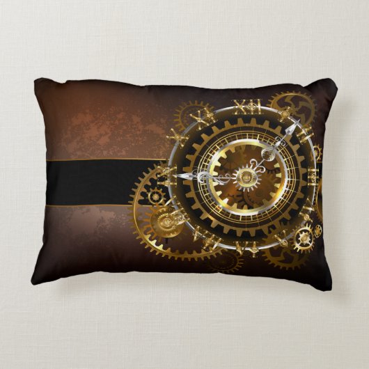 スチームパンク時計とアンティークギア アクセントクッション (裏面)