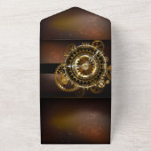 スチームパンク時計とアンティークギア オールインワン招待状 (外側)