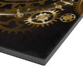 スチームパンク時計とアンティークギア カッティングボード (角)